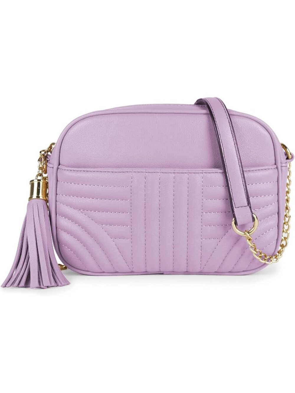 👜Women's Lavender Quilted Camera Bag Tassel Crossbody Lightweight Shoulder Bag